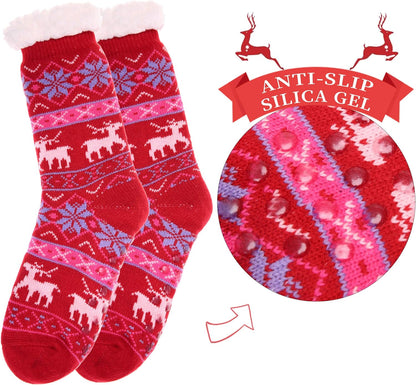 Fuzzy Slipper Socks for Women with Grips Cozy Soft Winter Non Slip Warm Socks